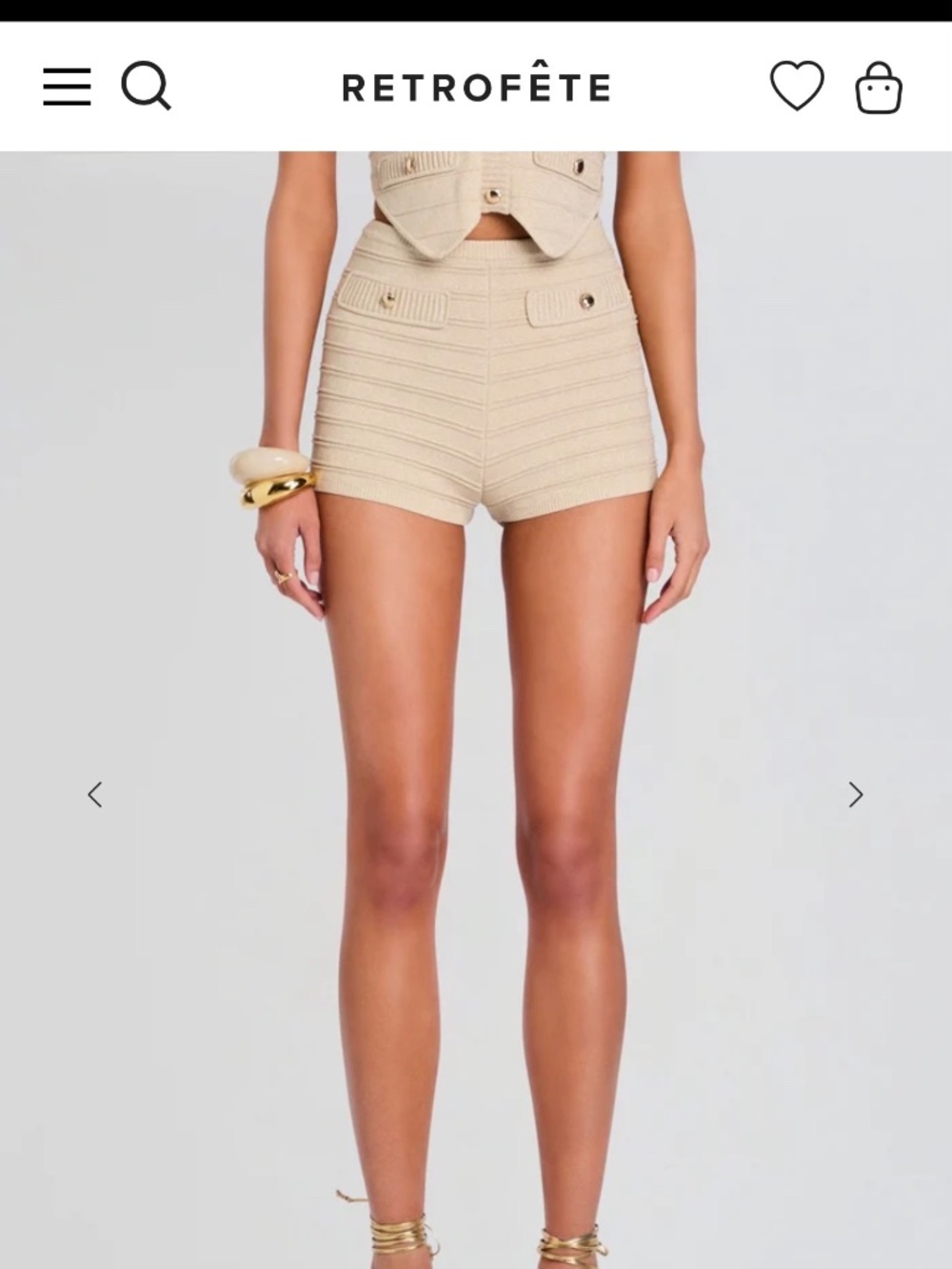 Gold Metallic Retrofete shorts